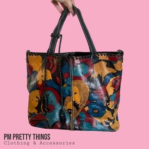 Patricia Nash vintage graphic large crossbody tote bag